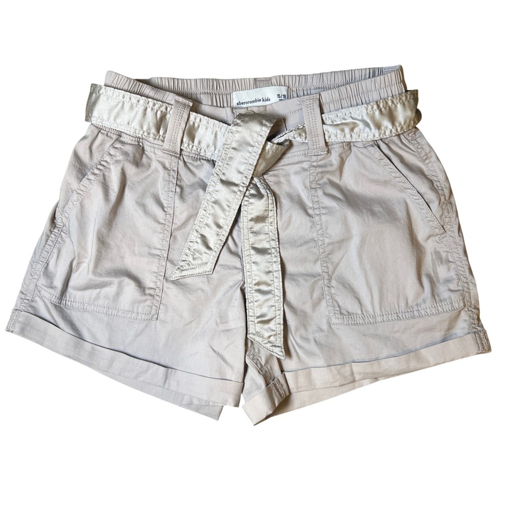 Abercrombie Kids Paperbag Shorts Girls 15/16 Tan Tie Belt With Sash Pockets NWT